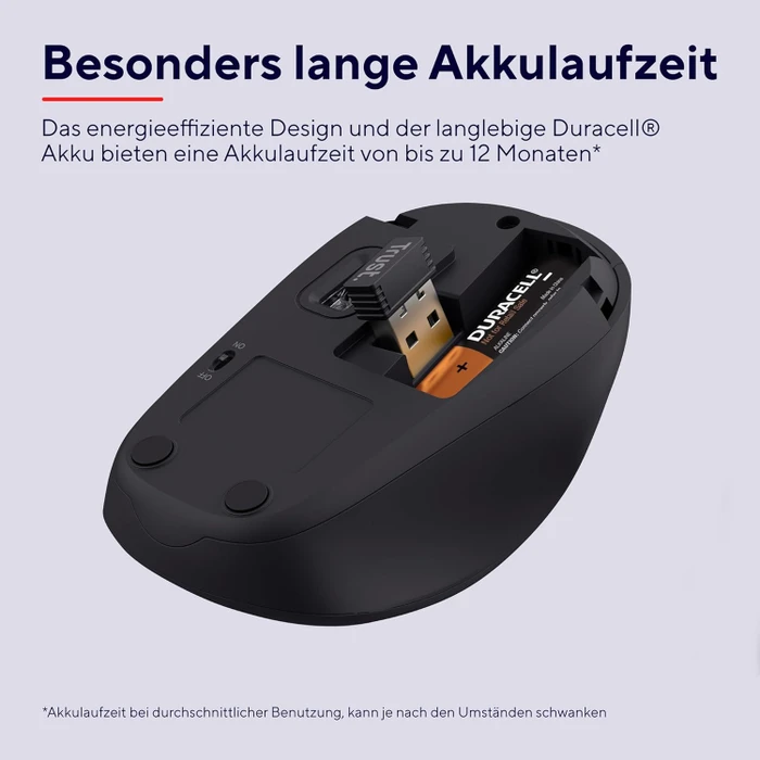 Trust Yuki Silent Wireless Mouse schwarz/grau, USB