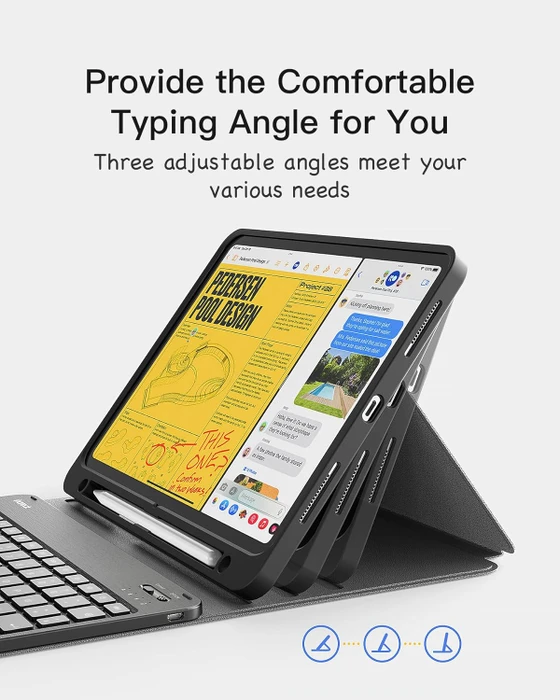 Inateck Tastatur Hülle für iPad Air 6 11"/iPad Air 5/iPad 10/iPad Pro 11", schwarz, UK