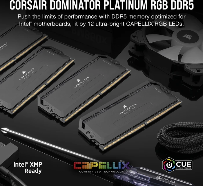 Corsair Dominator Platinum RGB grau UDIMM 64GB Kit, DDR5-6000, CL30-36-36-76