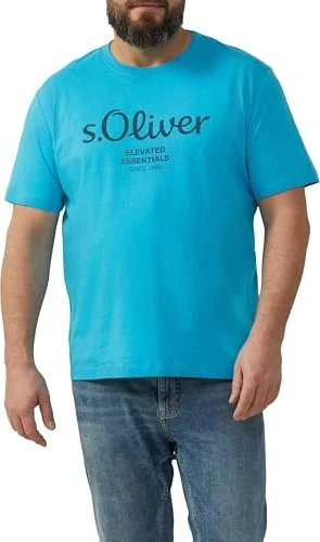 s.Oliver Logo-Print Big T-Shirt kurzarm türkis (Herren)