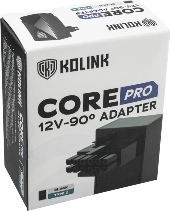 Kolink Core Pro 12V-2x6 Winkeladapter 90°, Typ 2, Sense-Pins an der Unterseite, schwarz