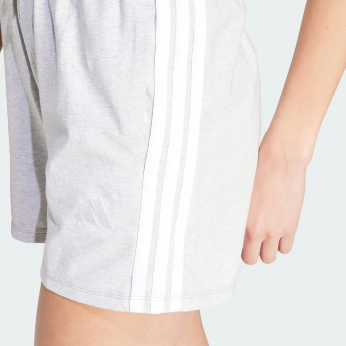 adidas Essentials 3-Streifen Cotton Trainingshose kurz light grey heather/white (Damen)