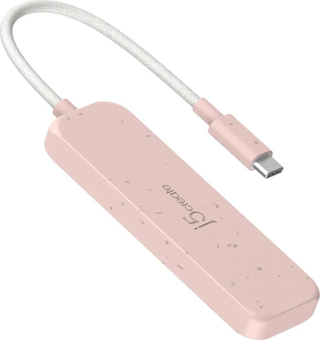 j5create Eco-Friendly 4-in-1 USB-C Hub rosa, 4x USB-C 3.1, USB-C 3.1 [Stecker]
