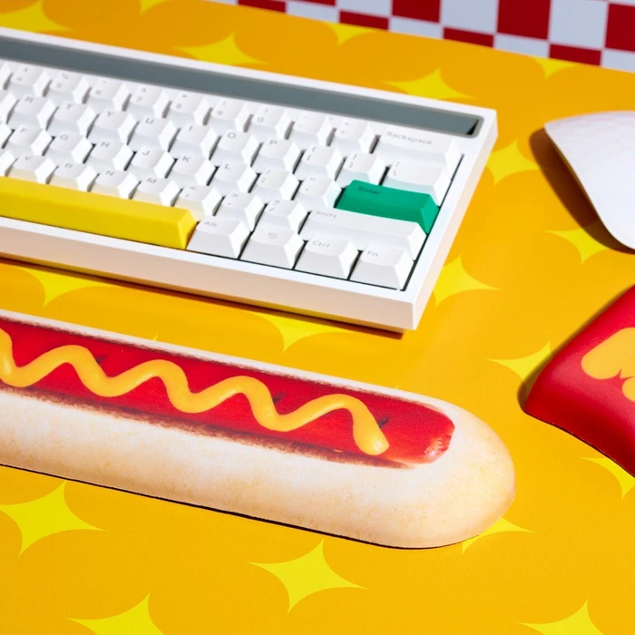 Mustard Hot Dog Keyboard Rest, Handballenauflage (Tastatur), braun/rot/gelb