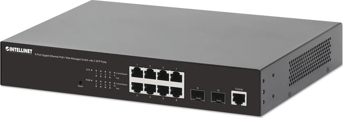 Intellinet Desktop Gigabit Managed Switch, 8x RJ-45, 2x RJ-45/SFP, 140W PoE+
