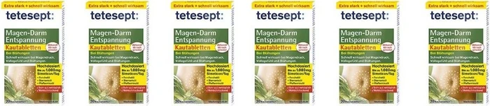 Tetesept Magen-Darm-Entspannung Kautabletten, 120 Stück (6x 20 Stück)