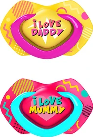 Canpol Babies Neon Love Light touch Schnuller, 6-18M, Silikon, pink/gelb, 2 Stück