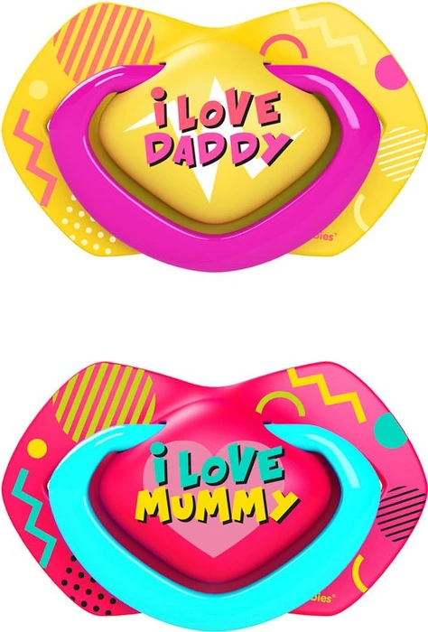 Canpol Babies Neon Love Light touch Schnuller, 6-18M, Silikon, pink/gelb, 2 Stück
