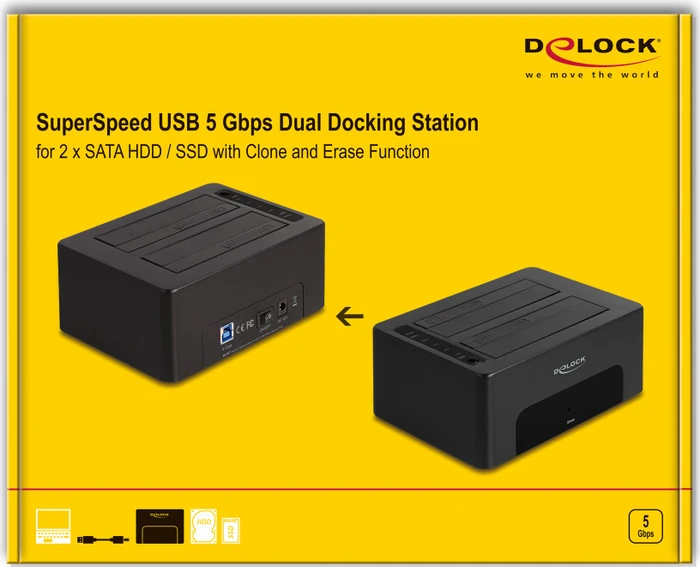 DeLOCK USB Dual Docking Station, SATA 6Gb/s, USB-B 3.0 [Buchse]