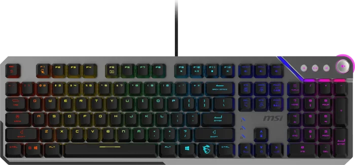MSI STRIKE 600 V2 Silent Gaming Keyboard, LEDs RGB, Kailh Midnight Pro Silent Tactile, USB, US