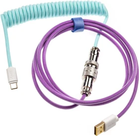 Ducky Premicord Spiralkabel USB-C auf USB-A, Tastaturkabel (Spiral-Textilkabel), 1.8m, Frozen Llama