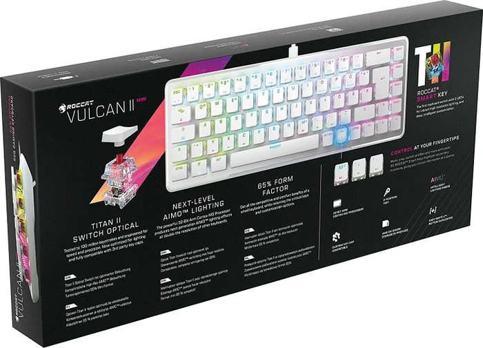 Roccat Vulcan II Mini, LEDs RGB, weiß, TITAN II OPTICAL RED, USB, DE