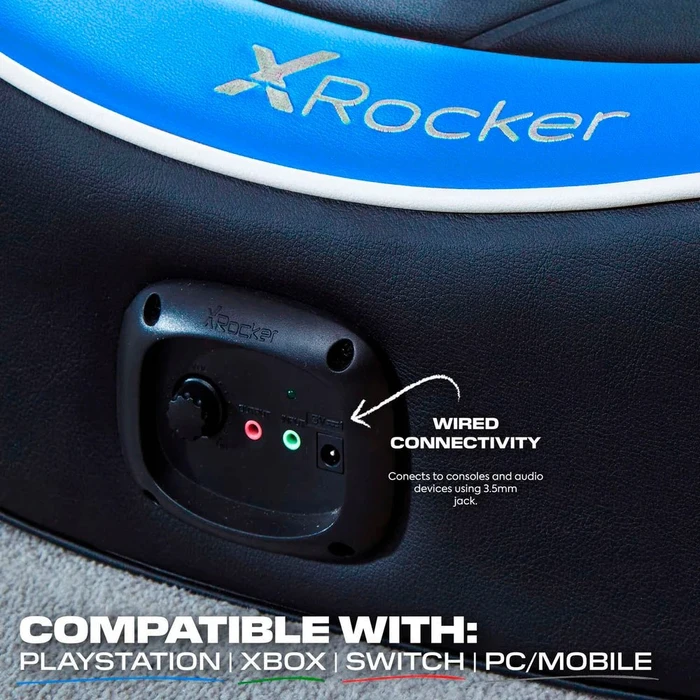 X Rocker Shadow 2.0 Audio Floor Rocker Gaming-Bodensessel für Kinder/Jugendliche, schwarz/blau