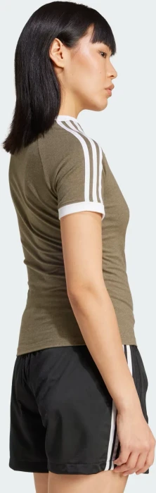 adidas 3-Streifen Slim Raglan T-Shirt kurzarm olive strata mel. (Damen)
