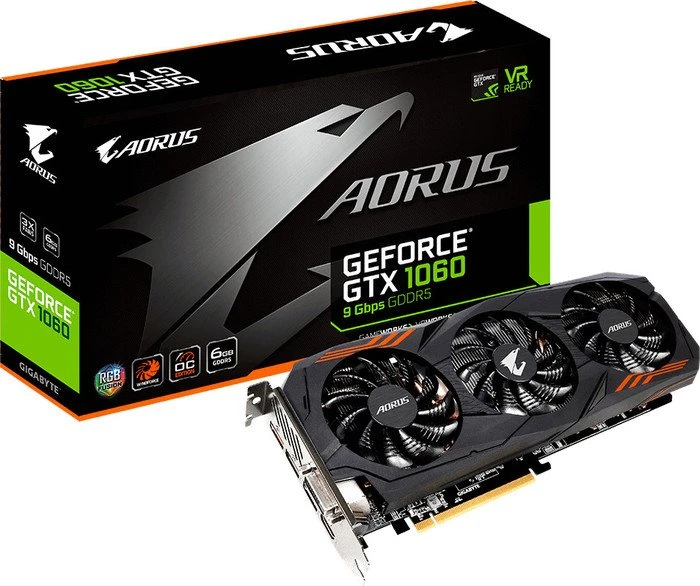 GIGABYTE AORUS GeForce GTX 1060 6G 9Gbps (Rev. 1.0), 6GB GDDR5, DVI, HDMI, 3x DP