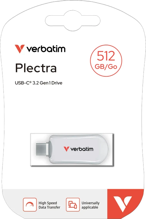 Verbatim Plectra 512GB weiß, USB-C, USB 3.2 Gen 1×1
