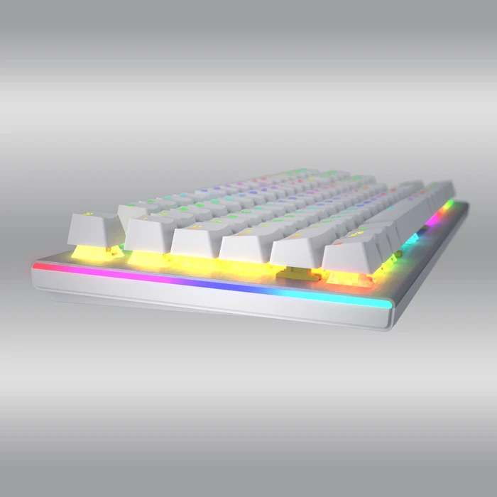 Hator Gravity X TKL Wired, weiß/silber, LEDs RGB, Aurum Orange rev.2.0, USB, US