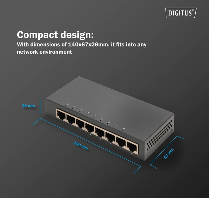 Digitus DN-800 Desktop Gigabit Switch, 8x RJ-45