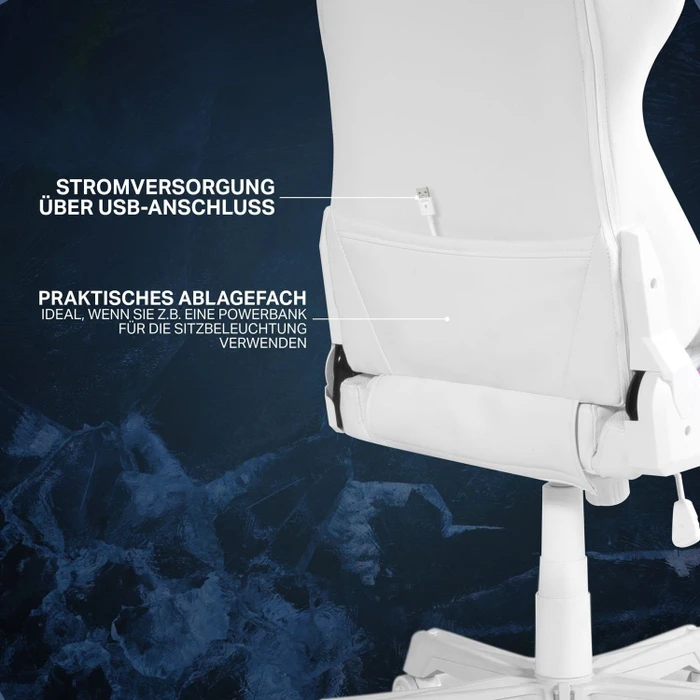 Deltaco Gaming WCH90 RGB Gamingstuhl, weiß