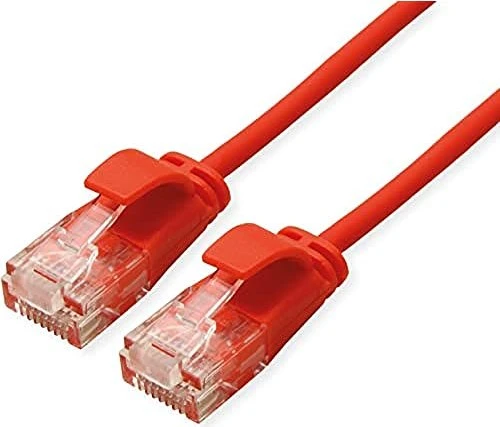 Roline / Secomp DataCenter Slim Patchkabel, Cat6a, U/UTP, RJ-45/RJ-45, 2m, rot