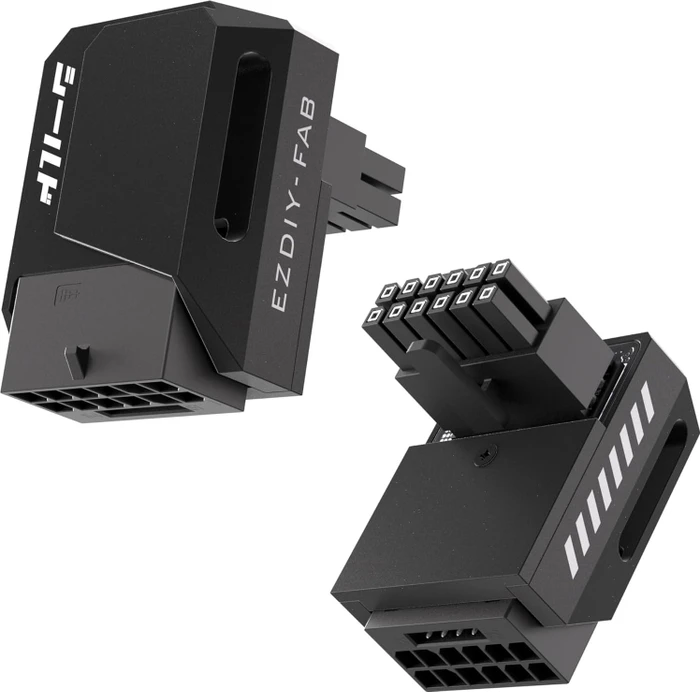 EZDIY-FAB 12V-2x6 Winkeladapter 90°, Variante RVS, Sense-Pins an der Oberseite, schwarz