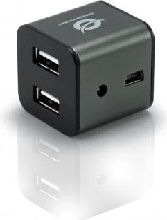 Conceptronic Cube schwarz USB-Hub, 4x USB-A 2.0, USB 2.0 Mini-B [Buchse]