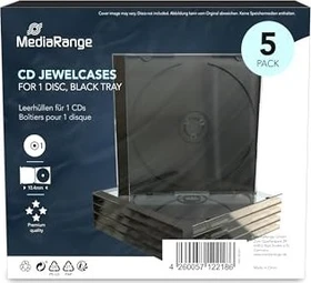 MediaRange CD-Leerhülle Jewelcase, schwarz, 5 Stück