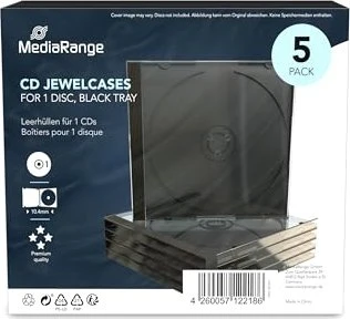 MediaRange CD-Leerhülle Jewelcase, schwarz, 5 Stück