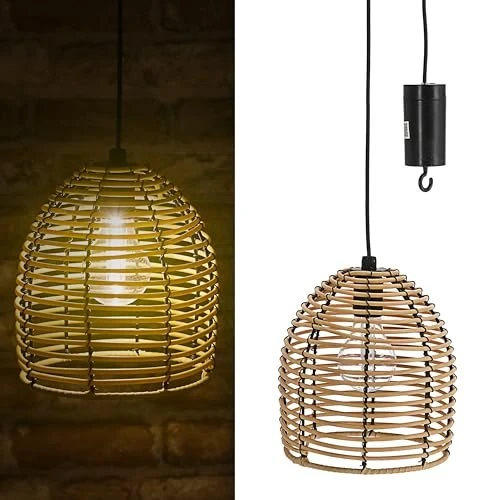 Cepewa LED Hängeleuchte 1-flammig rattan