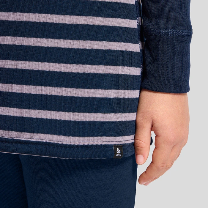 Odlo Active Warm Eco Stripes Funktionsshirt langarm gray ridge melange (Junior)