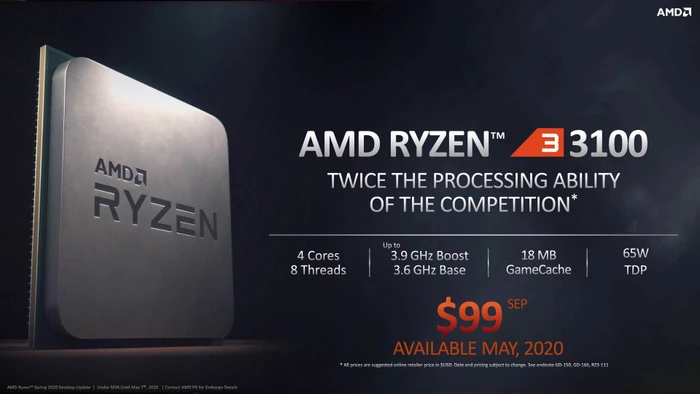 AMD Ryzen 3 3100, 4C/8T, 3.60-3.90GHz, tray