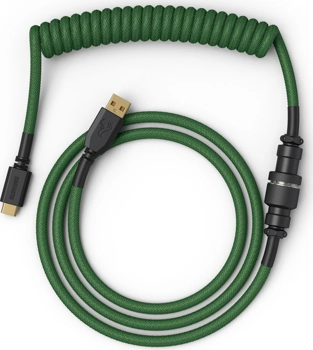 Glorious Coiled Cable USB-C auf USB-A, Tastaturkabel (Spiral-Textilkabel), 1.37m, Forest Green
