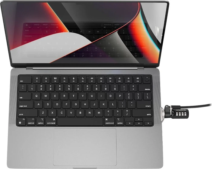 Compulocks Ledge Lock Adapter mit Sicherheitsschloss für MacBook Pro 14" (M1, M2, M3), silber/schwarz