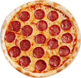 Mustard Pizza Mat Mousepad rund, 190mm, Salami-Pizza-Style, rot/gelb