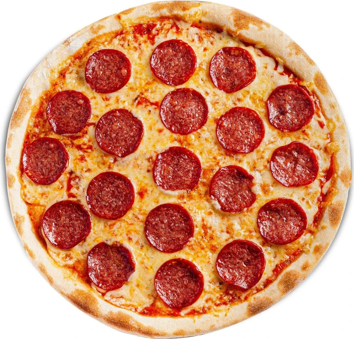 Mustard Pizza Mat Mousepad rund, 190mm, Salami-Pizza-Style, rot/gelb