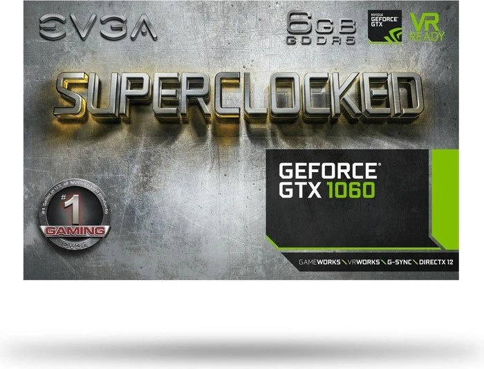 EVGA GeForce GTX 1060 SC Gaming, 6GB GDDR5, DVI, HDMI, 3x DP