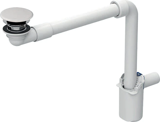 Geberit Waschbeckenablauf Raumsparmodell, schmale Ausführung, mit freiem Auslauf und Ventilabdeckung, Abgang horizontal, für Geberit ONE Waschtisch Abgang vertikal, 40mm