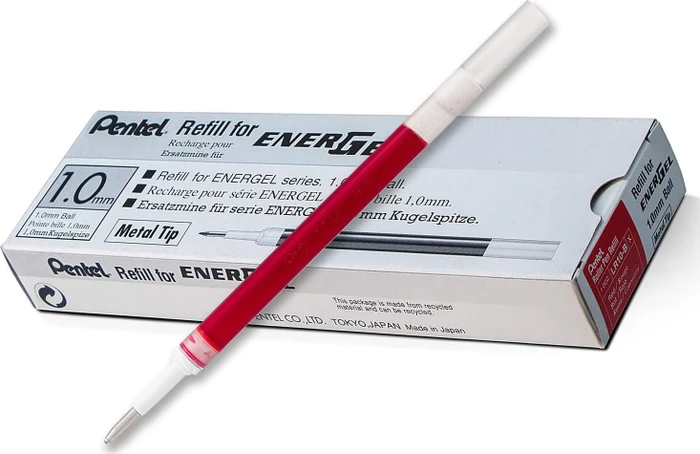 Pentel EnerGel Roller Pen LR10-BX Tintenrollermine 0.5mm (1mm Ball) rot, 12er-Pack
