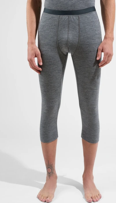 Odlo Natural Merino 200 Base Layer Tights Hose 3/4 odlo steel grey melange (Herren)
