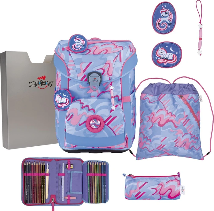 DerDieDas ErgoFlex Easy Exklusiv Superflash Magic Unicorn Schultaschen-Set, 5-tlg.
