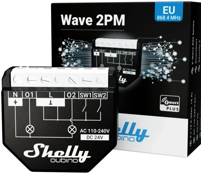 Shelly Qubino Wave 2PM, 2-Kanal, Unterputz, Schaltaktor