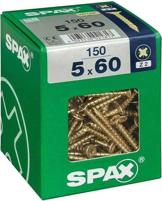 Spax YELLOX A2L 4CUT PZ2 Universalschraube, 5x60mm, 150 Stück