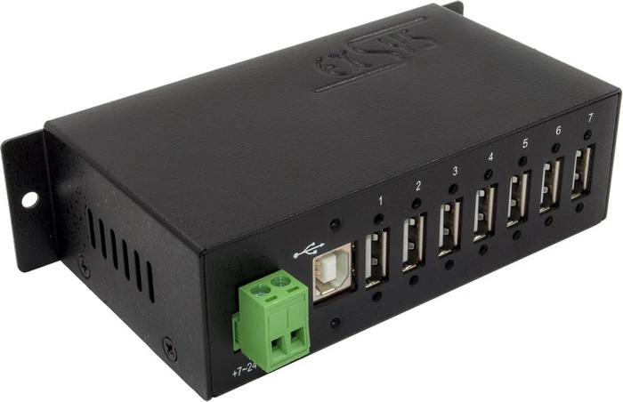 Exsys Industrial Railmount USB-Hub, 7x USB-A 2.0, USB-B 2.0 [Buchse]