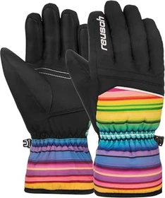 Reusch Alan Skihandschuhe black/multicolor lines (Junior)