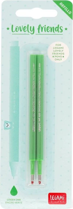 Legami Lovely Friends Refill Gel-Mine 0.5mm grün, 2er-Set (REFCPP0004)