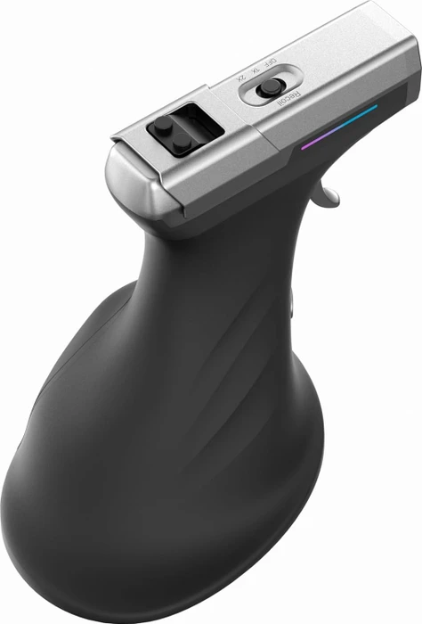 Ragnok ErgoStrike7 Wireless Gun Mouse mit Rückstoß-Funktion, vertikal, schwarz/silber, USB/Bluetooth