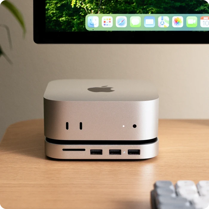 Satechi Mac Mini M4 Stand & Hub with SSD Enclosure, Silver, USB-C 3.1 [Stecker]