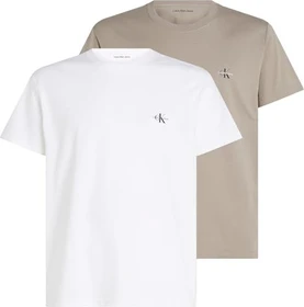 Calvin Klein Baumwoll 2er-Pack T-Shirt kurzarm rock ridge/bright white (Herren)