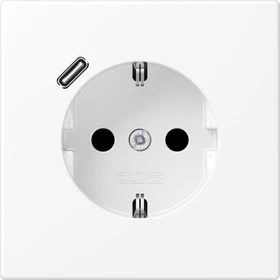 Jung SCHUKO-Steckdose mit USB-Ladegerät Safety+, schneeweiß matt