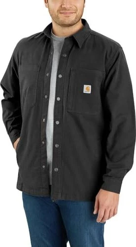Carhartt Rugged Flex Relaxed Fit Canvas Fleece Lined Snap Front Hemd langarm schwarz (Herren)